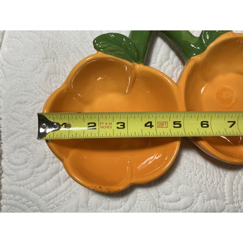 Retro MCM Kitsch Orange Ceramic Divided Dish California Pottery Style Whimsical - Picture 6 of 8